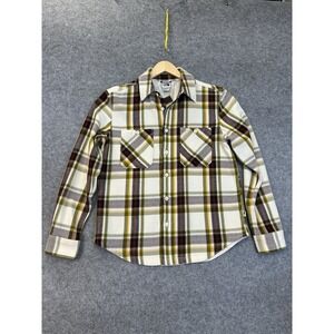 The North Face Valley Twill Flannel Shirt Mens M Olive Yellow White Plaid NWT